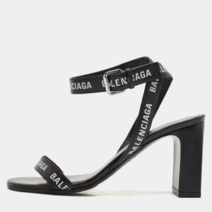 Balenciaga Black Logo Strap Heels